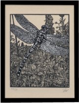Libellule（トンボ）リノリウム版画