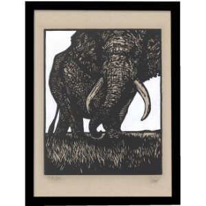 画像: Elephant（ゾウ）リノリウム版画