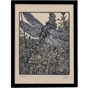 画像: Libellule（トンボ）リノリウム版画